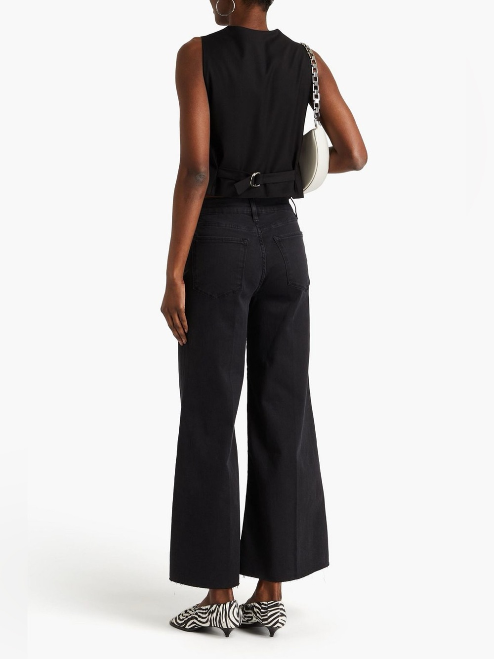 FRAME Le Palazzo Crop high-rise wide-leg jeans. Raw hem, size 26 - Picture 2 of 6